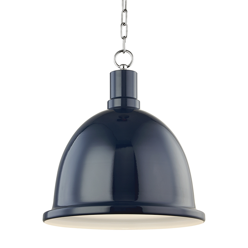 Mitzi by Hudson Valley Lighting Blair Large Pendant Polished Nickel, Navy