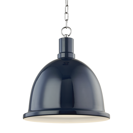 Mitzi by Hudson Valley Lighting Blair Large Pendant Polished Nickel, Navy