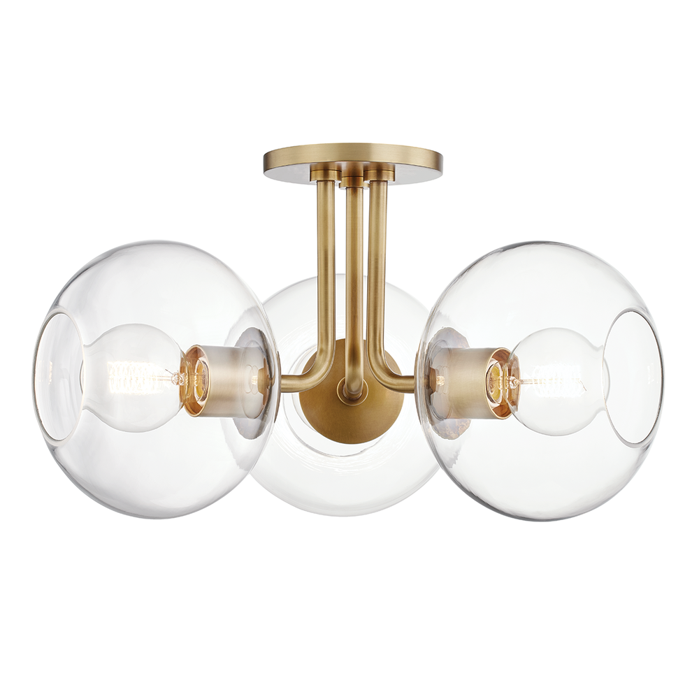 3 LIGHT SEMI FLUSH, Mitzi by Hudson Valley Lighting H270603-AGB 608QHMN ...