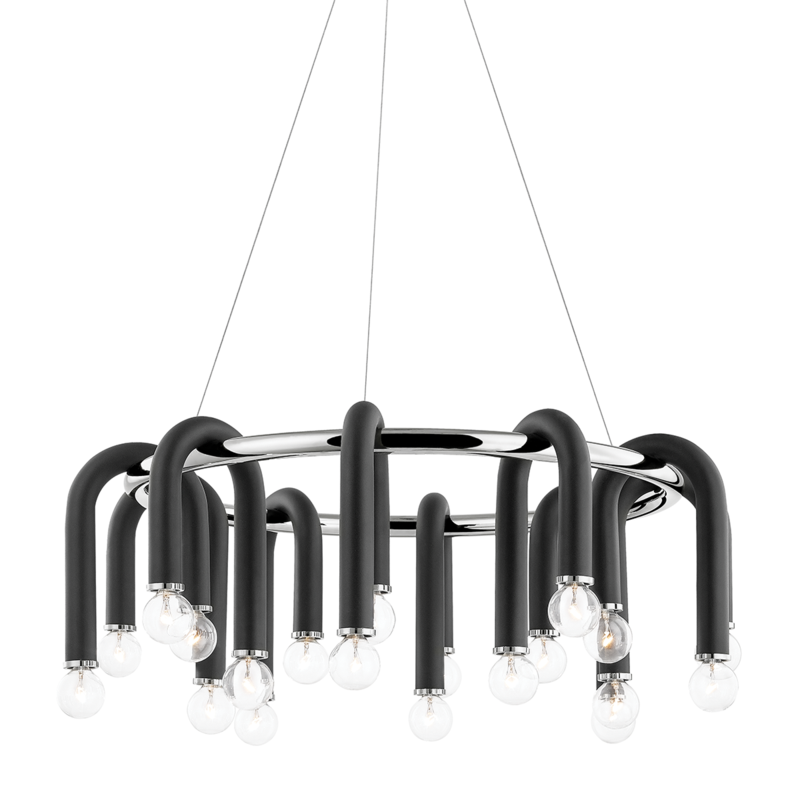 Mitzi by Hudson Valley Lighting Whit Chandelier Polished Nickel, Black