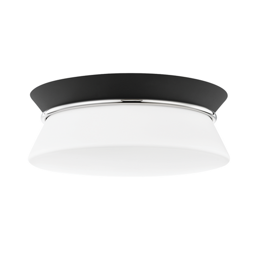 Mitzi by Hudson Valley Lighting Cath Flush Mount Polished Nickel, Black