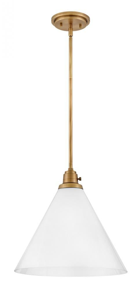 Hinkley Arti Medium Pendant Heritage Brass Cased Opal Glass