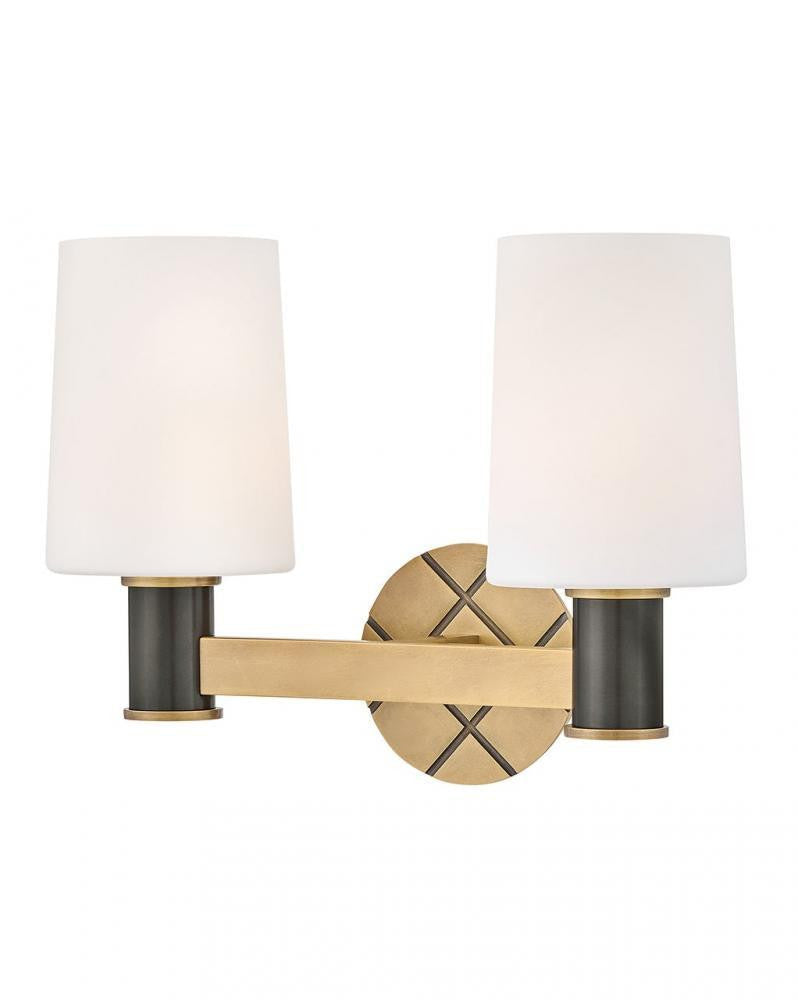 Hinkley Declan Small Two Light Vanity Heritage Brass, Black
