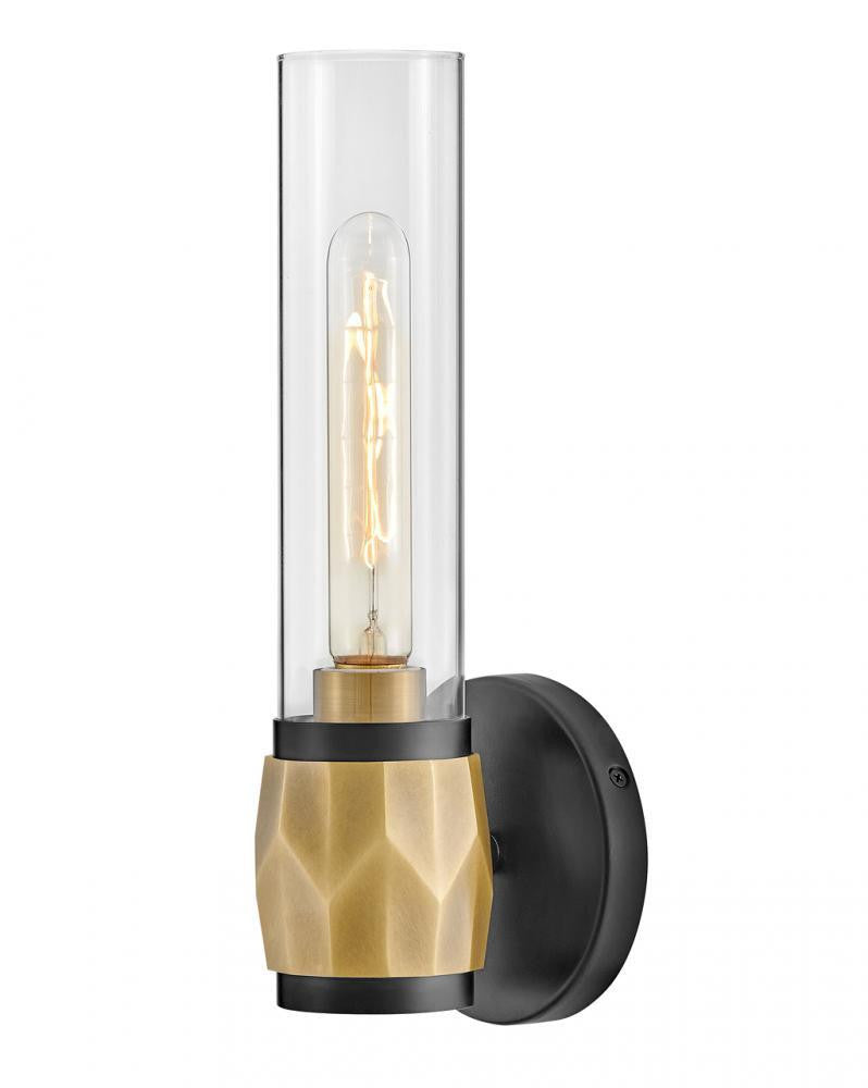Hinkley Ellison Single Light Bath Wall Sconce Black, Heritage Brass
