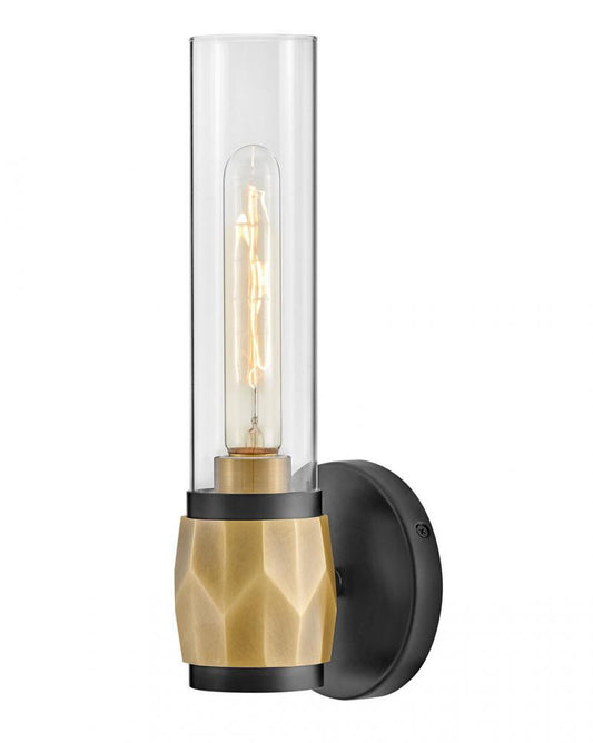 Hinkley Ellison Single Light Bath Wall Sconce Black, Heritage Brass