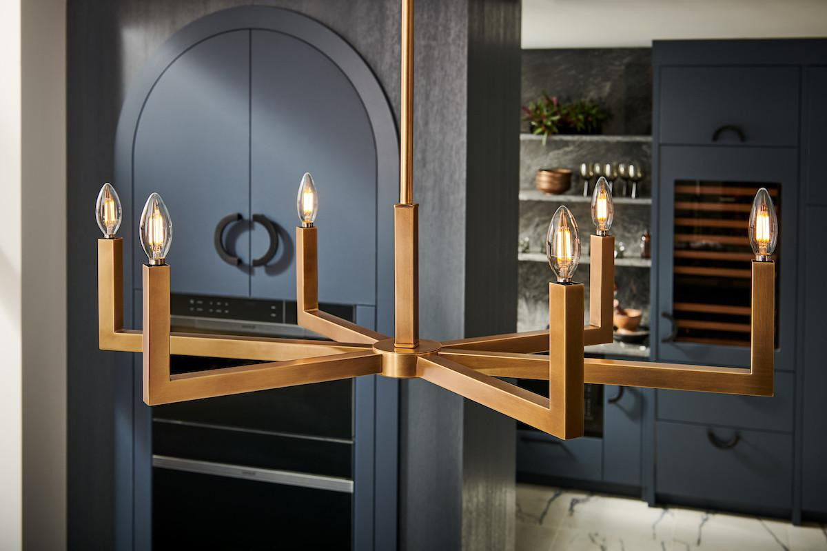 Hinkley Ezra Up Chandelier, 6-Light, Brass, 36"W (45048HB 9U69W)