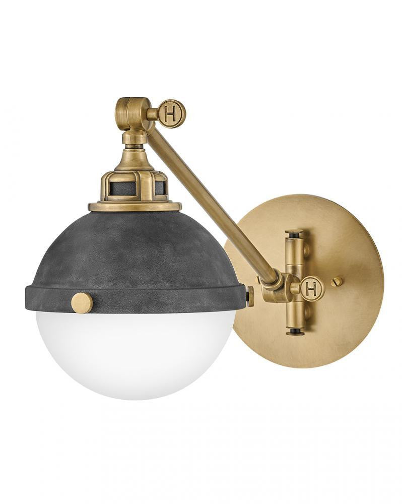 Hinkley Fletcher Small Single Light Sconce Aged Zinc