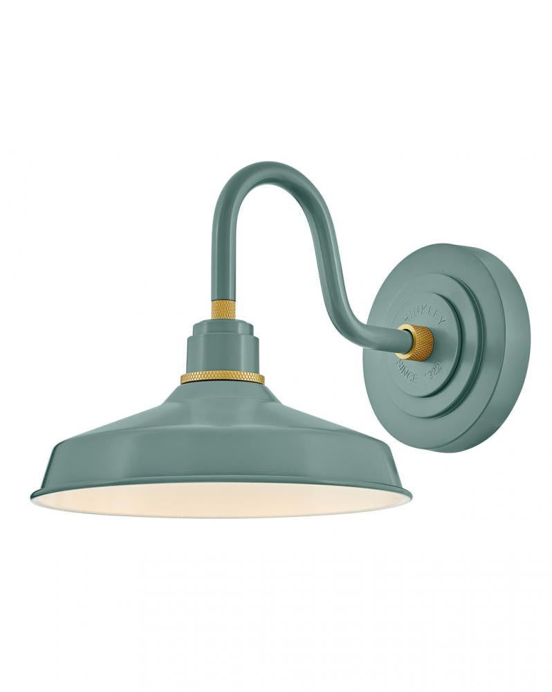 Hinkley Foundry Small Gooseneck Barn Light Sage Green, Brass