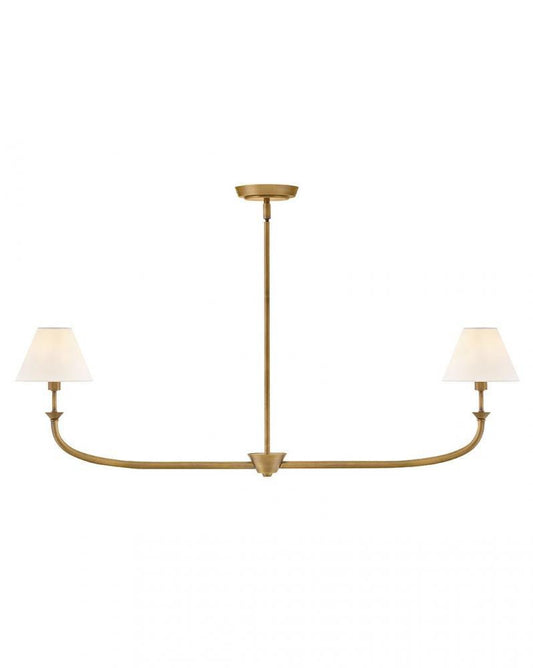 Hinkley Greta Medium Two Light Linear Drum Shade Chandel Heritage Brass