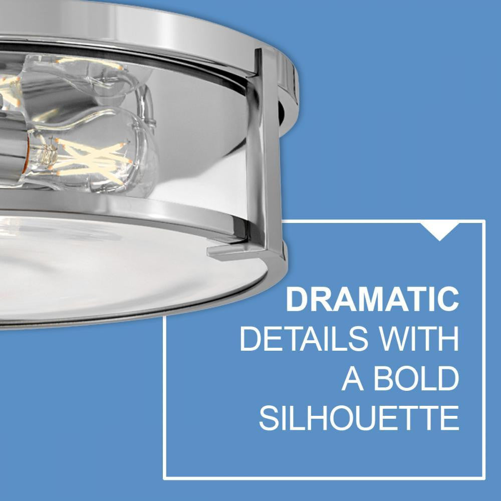 Hinkley Lowell Medium Flush Mount Chrome Clear Glass