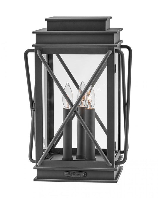 Hinkley Montecito Medium Pier Mount Lantern 12v Black, Driftwood Gray