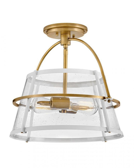 Hinkley Tournon Medium Semi-Flush Mount Heritage Brass with Polished White