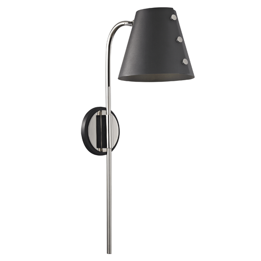 Mitzi by Hudson Valley Lighting Meta Wall Sconce with Plug Polished Nickel, Black