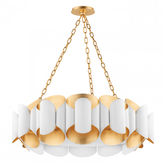 Hudson Valley Banks Chandelier Gold Leaf, White