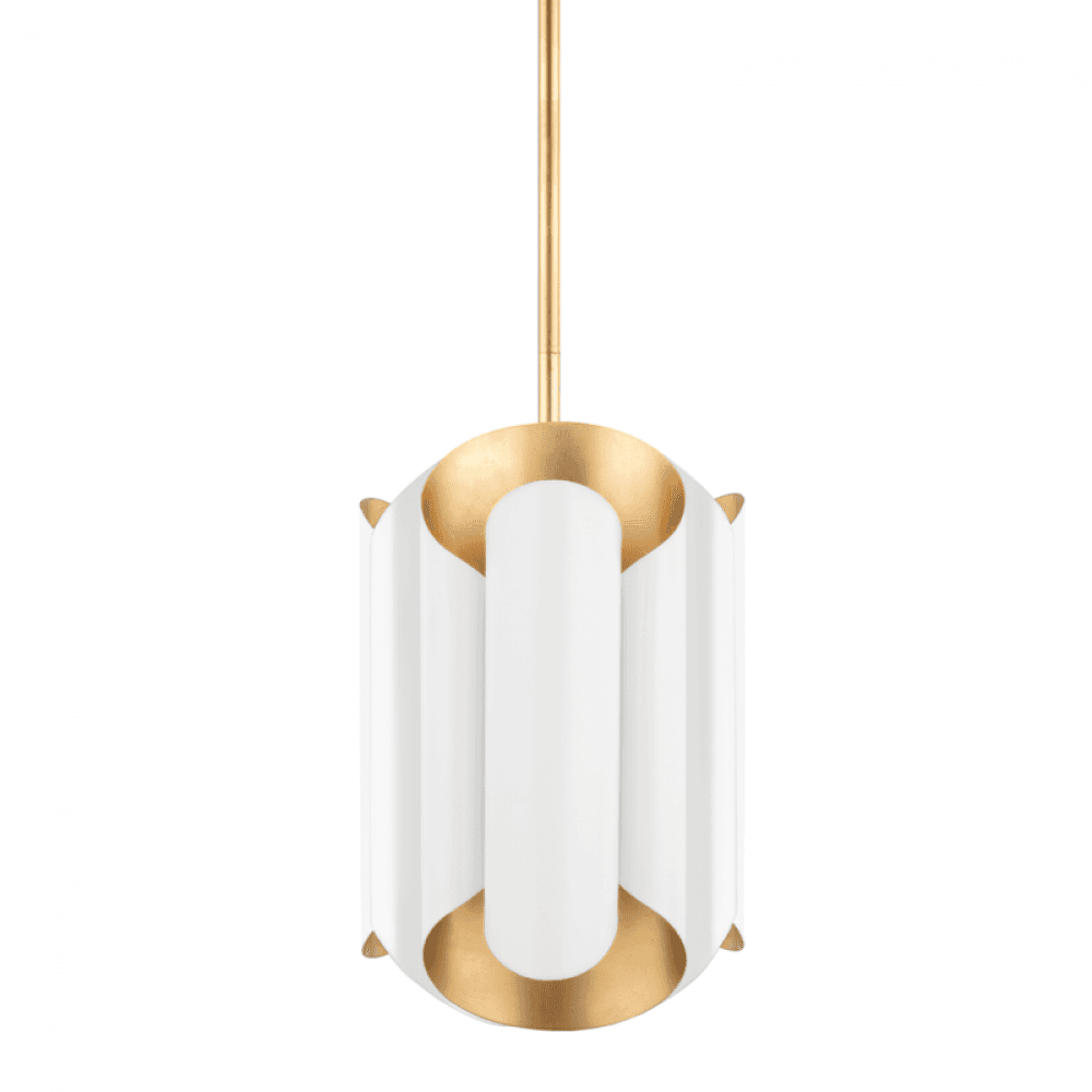 Hudson Valley Banks Pendant Gold Leaf, White