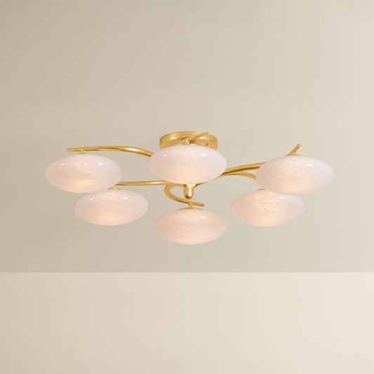 Hudson Valley Bayberry 6-Light Semi-Flush Mount in Vintage Gold Leaf, alternate view 1