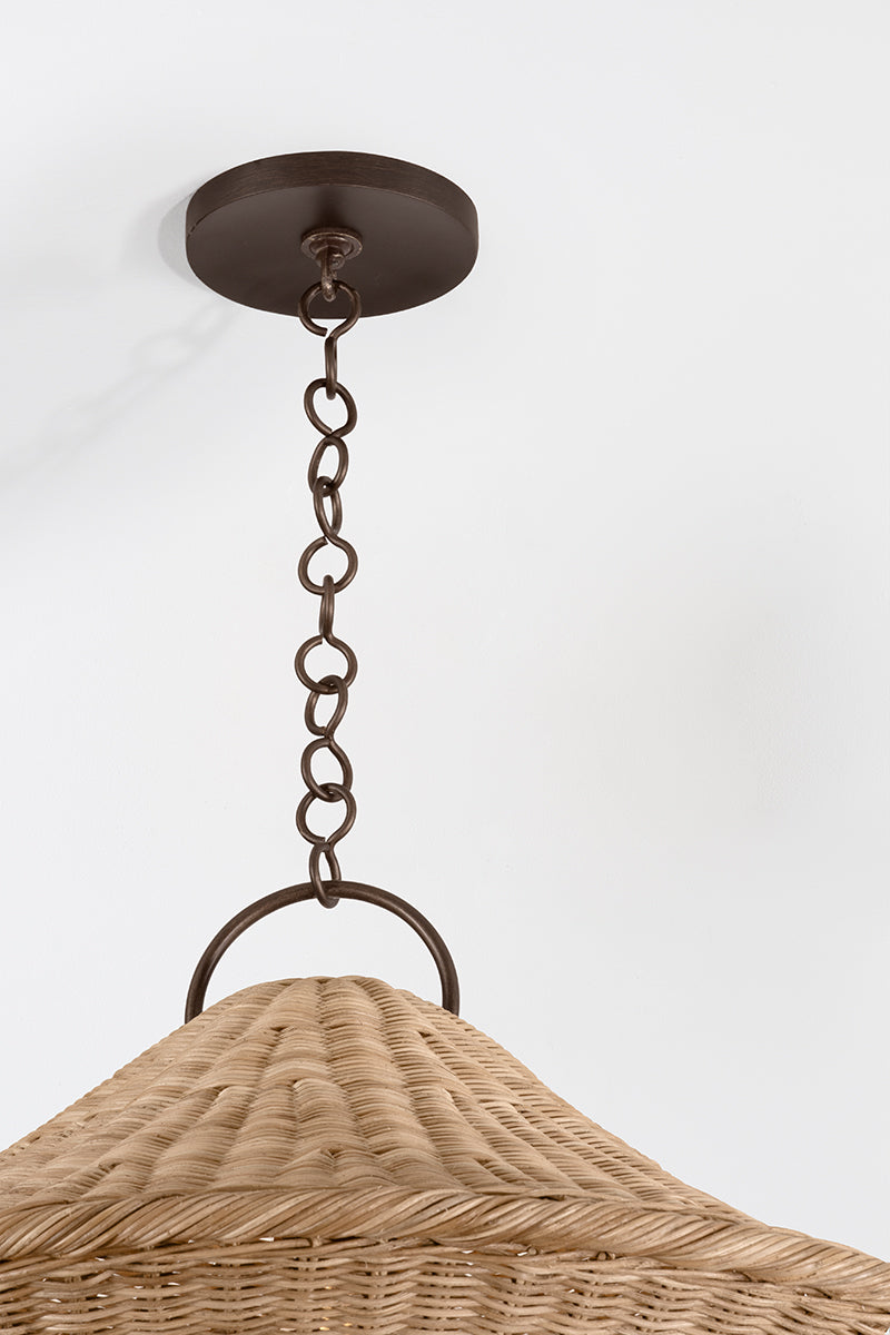 Hudson Valley Baychester 32" Pendant in Bronze Leaf, room setting 3