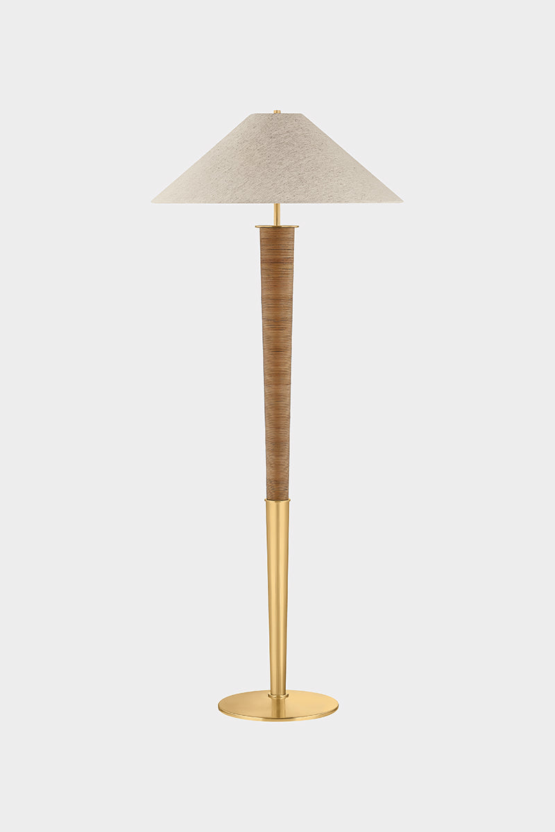 Hudson Valley Bohicket Floor Lamp in Aged Brass, room setting 6