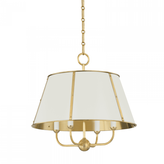 Hudson Valley Cambridge Chandelier Aged Brass, Off-White