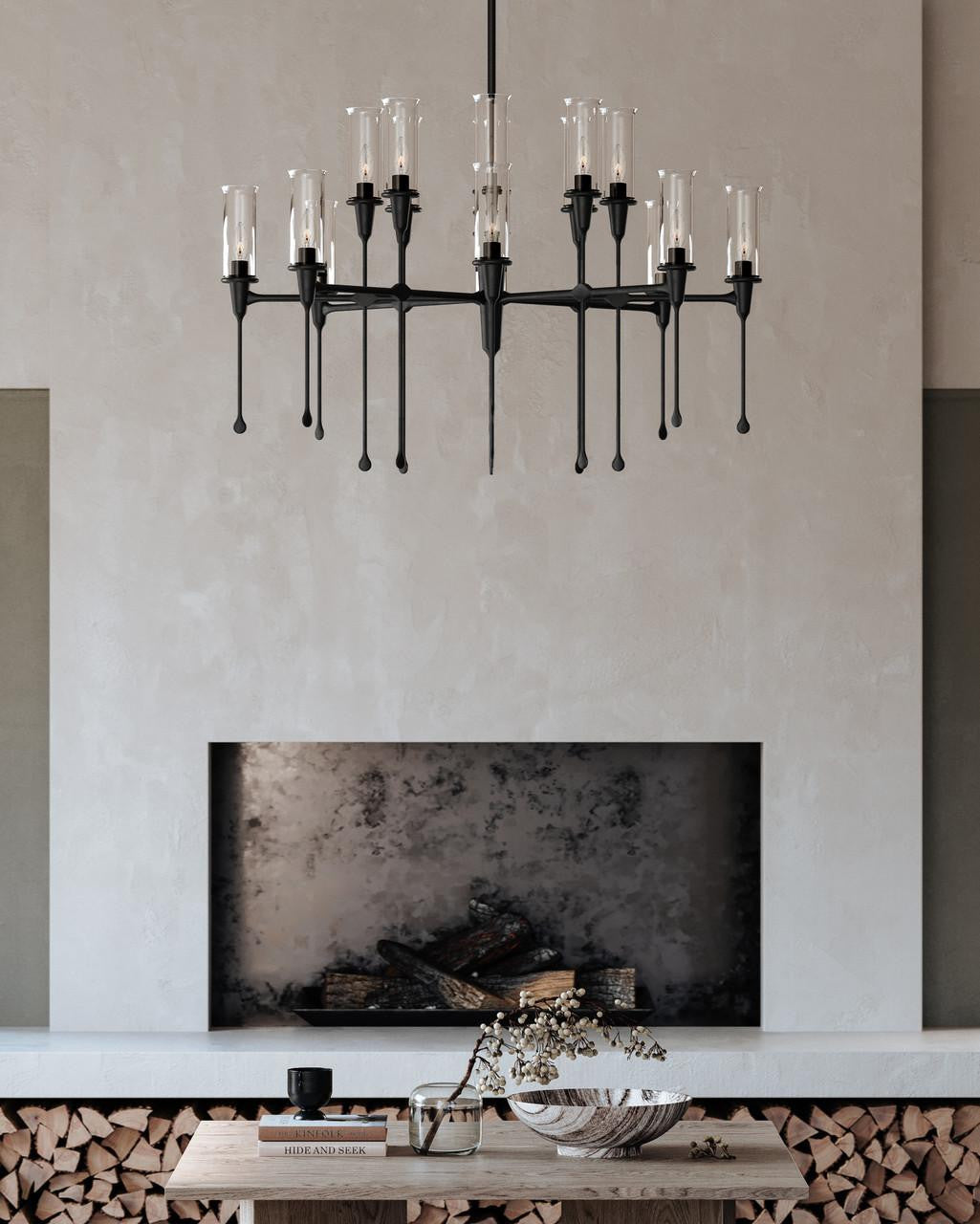 Hudson Valley Chisel Chandelier Black 41.25"W x 28"H
