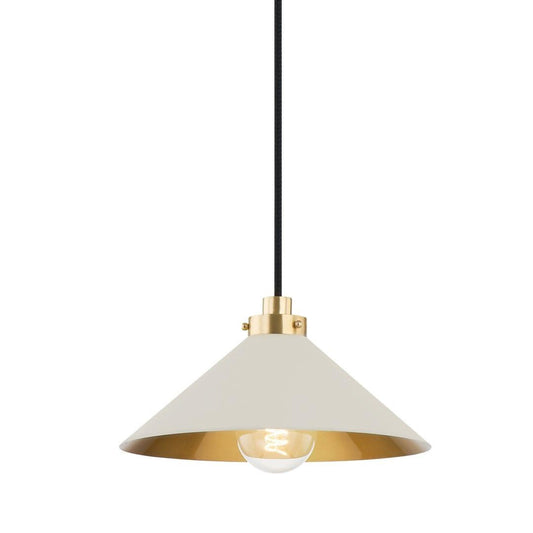 Hudson Valley Clivedon Pendant Aged Brass, Off White