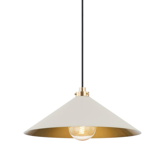 Hudson Valley Clivedon Pendant Aged Brass, Off White