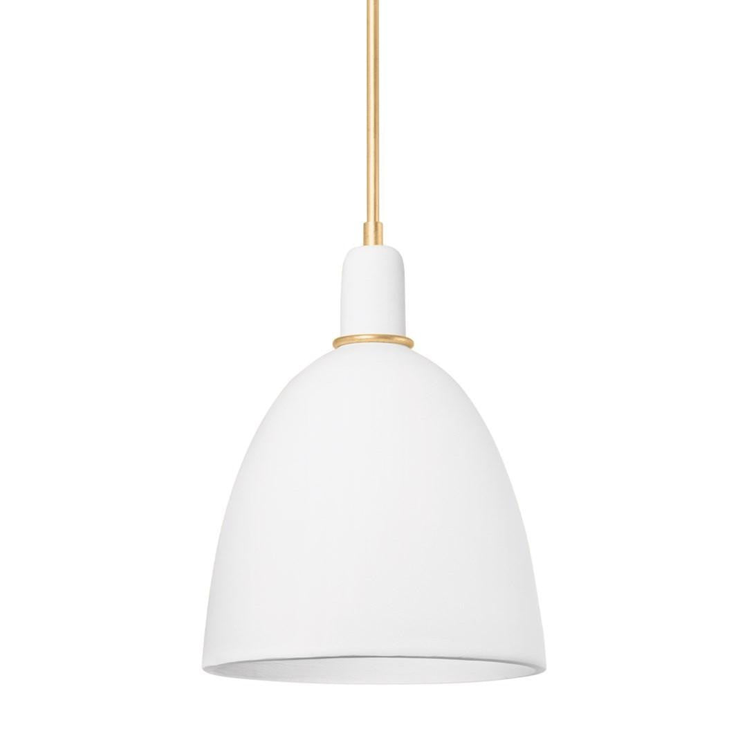 Hudson Valley Copake Pendant Vintage Gold Leaf, Matte Ivory Ceramic