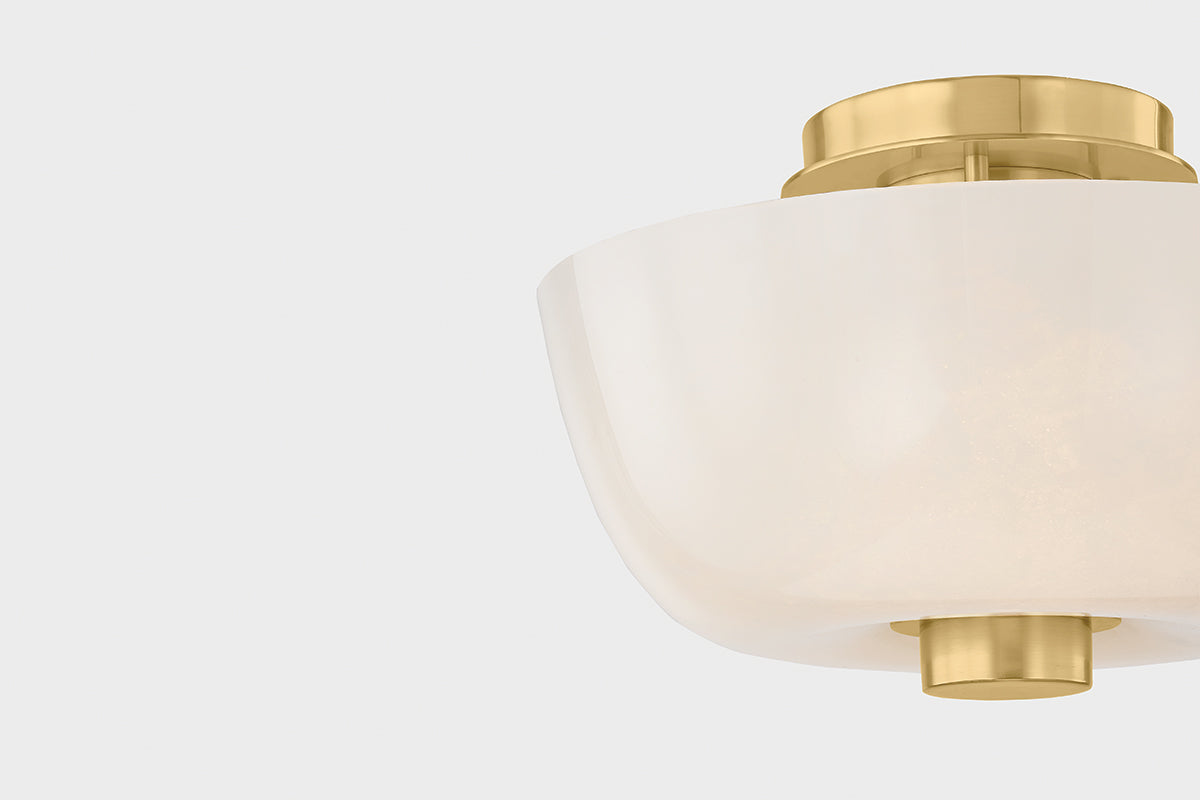 Hudson Valley Dove Flush Mount in Aged Brass, room setting 2