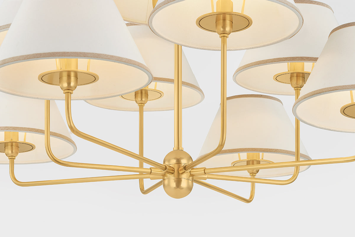Hudson Valley Durland 9-Light Chandelier in Aged Brass, room setting 4