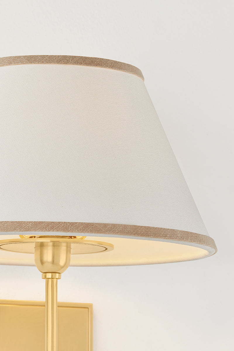 Hudson Valley Durland Wall Sconce in Aged Brass, room setting 3