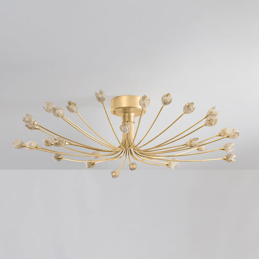 Hudson Valley Falkirk 30-Light Semi-Flush Mount Vintage Gold Leaf detail view 1