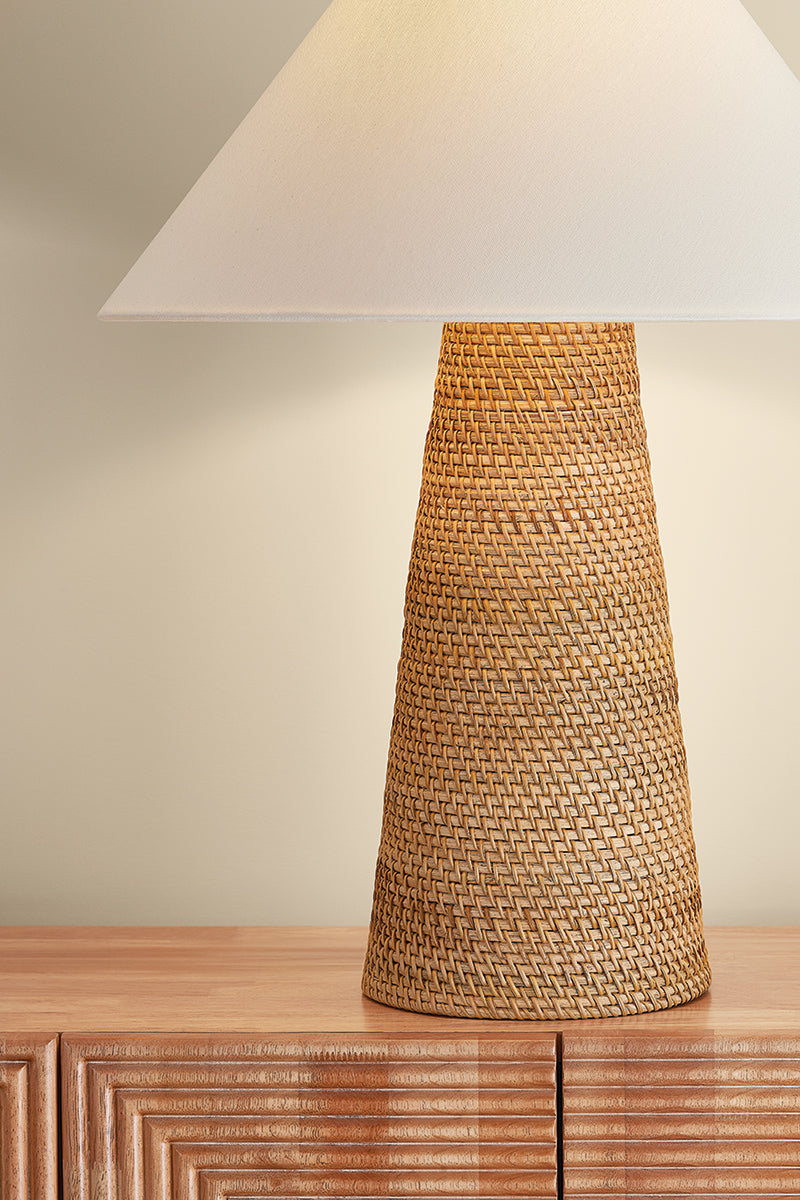Hudson Valley Forest Heights Table Lamp in Aged Brass, room setting 3