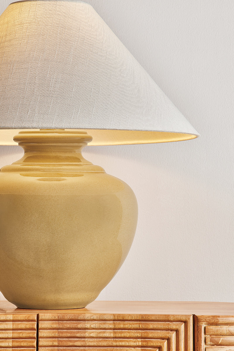 Hudson Valley French Ridge Table Lamp in Aged Brass, room setting 3