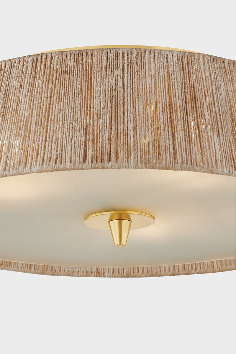 Hudson Valley George 3-Light Semi-Flush Mount in Aged Brass, room setting 4
