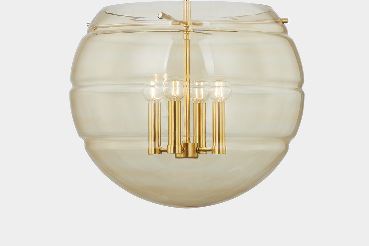 Hudson Valley Gill 4-Light Pendant in Aged Brass, room setting 2