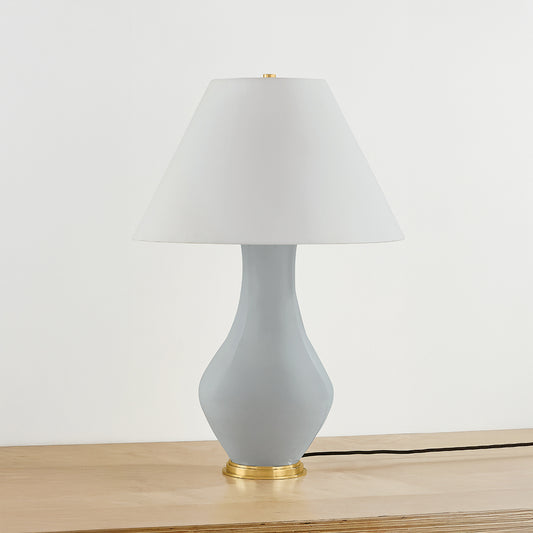 Hudson Valley Hanslope Table Lamp in Aged Brass / Ceramic French Muslin, alternate view 1