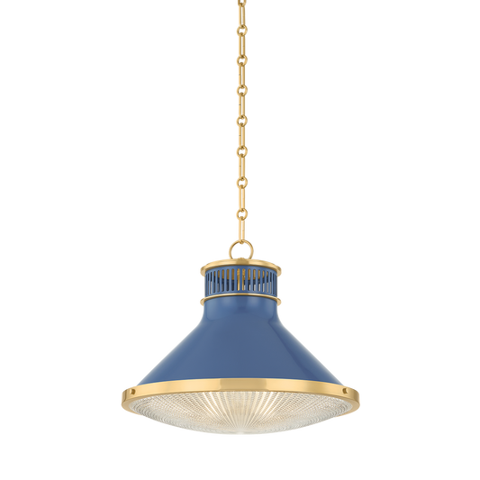 Hudson Valley Highclere 17.75" Pendant Aged Brass / Soft French Blue