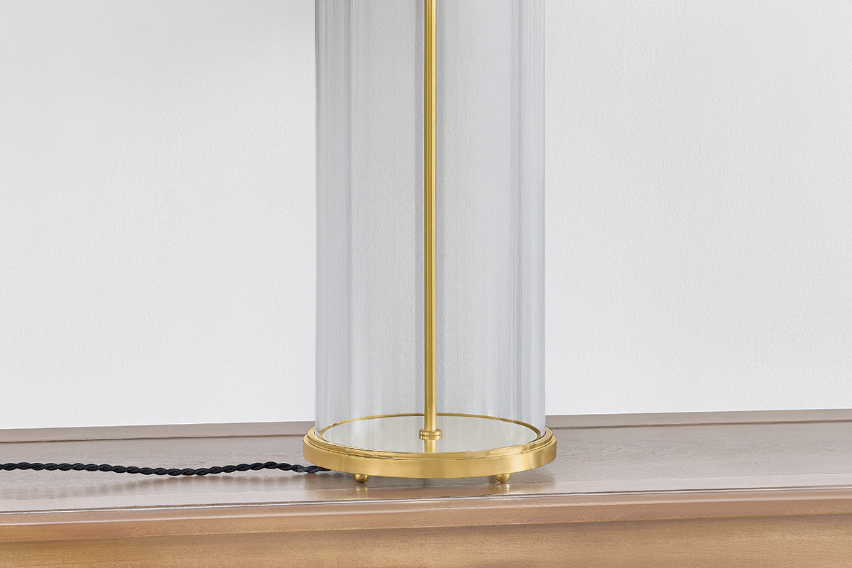 Hudson Valley Inglewood Table Lamp in Aged Brass, room setting 3