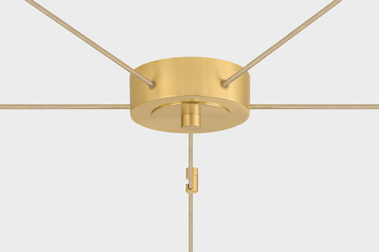 Hudson Valley Ironwood 5-Light Chandelier in Aged Brass, room setting 1