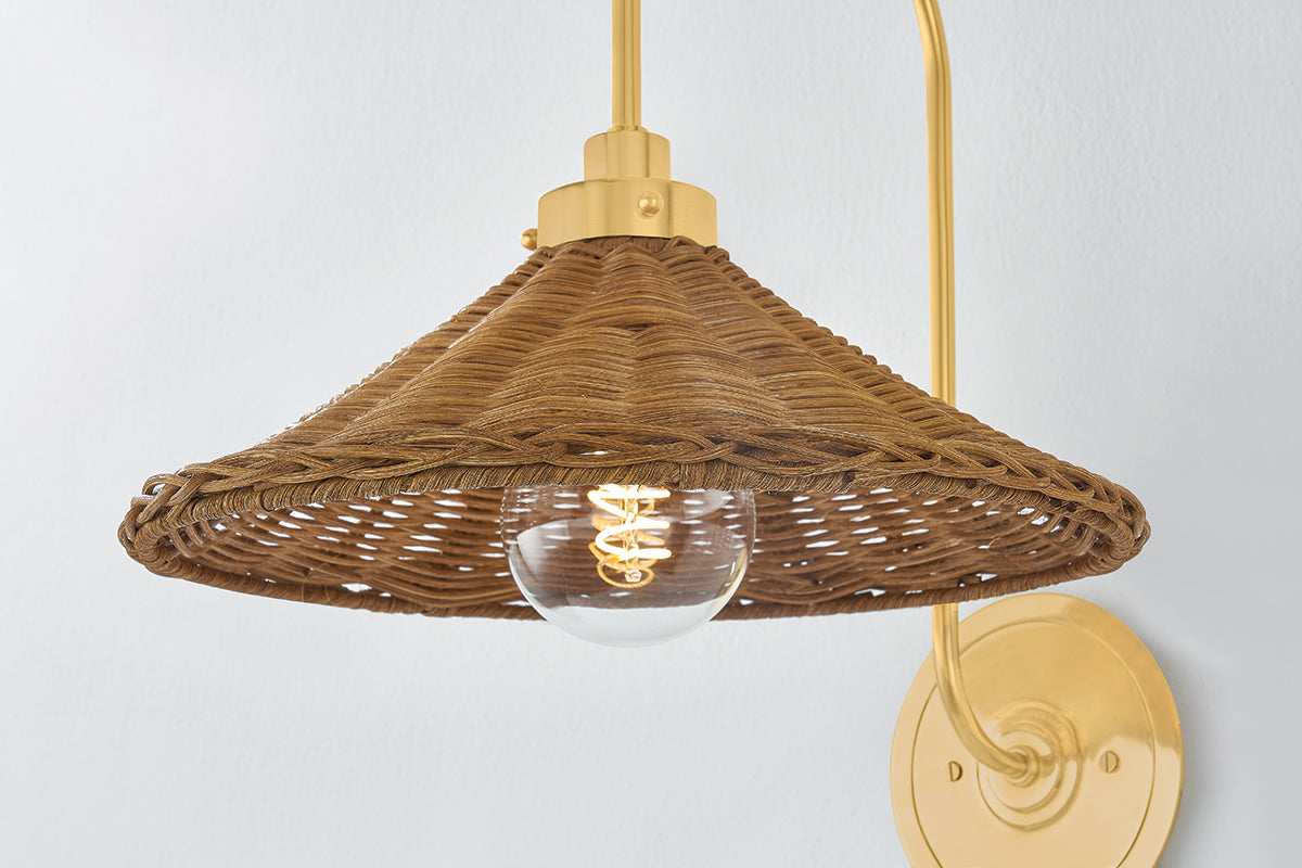 Hudson Valley Kensington Wall Sconce in Aged Brass, room setting 2