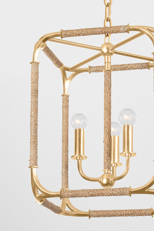 Hudson Valley Laurenceston 3-Light Lantern in Gold Leaf, room setting 1