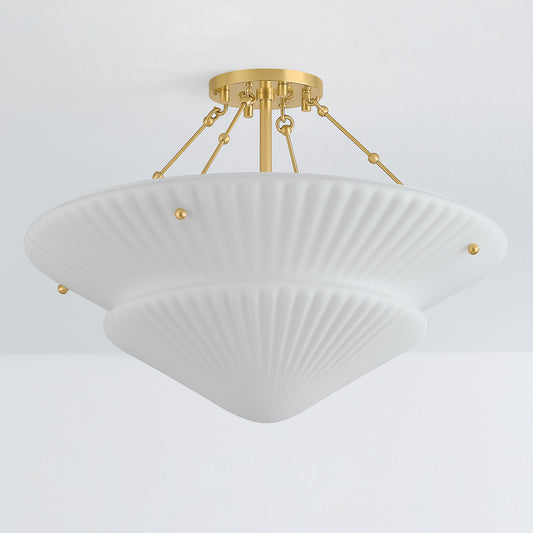 Hudson Valley Loburn 3-Light Semi-Flush Mount Aged Brass detail view 1
