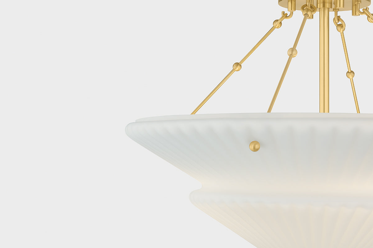 Hudson Valley Loburn 3-Light Semi-Flush Mount Aged Brass detail view 5
