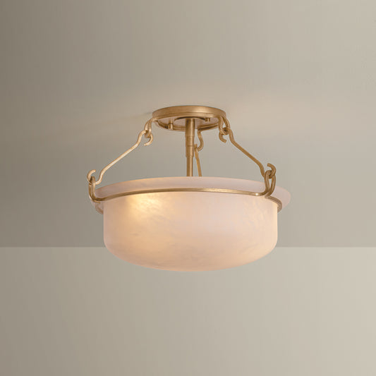 Hudson Valley Lowerre 2-Light Semi-Flush Mount in Patina Gold Leaf, alternate view 1