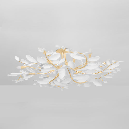 Hudson Valley Marabec 12-Light Semi-Flush Mount in Vintage Gold Leaf / White Plaster, alternate view 1