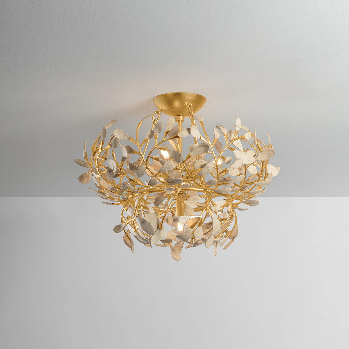 Hudson Valley Maybrook 4-Light Semi-Flush Mount in Vintage Gold Leaf, alternate view 1