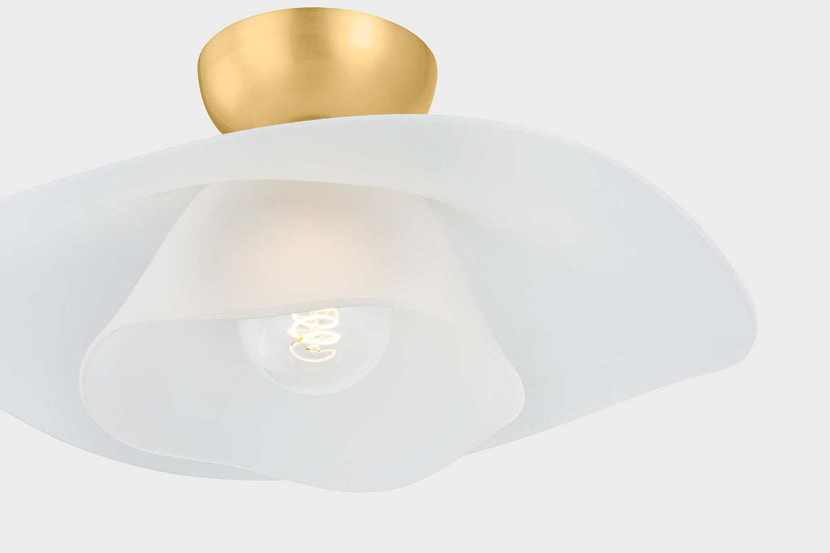 Hudson Valley Netherlee Flush Mount in Aged Brass, room setting 2