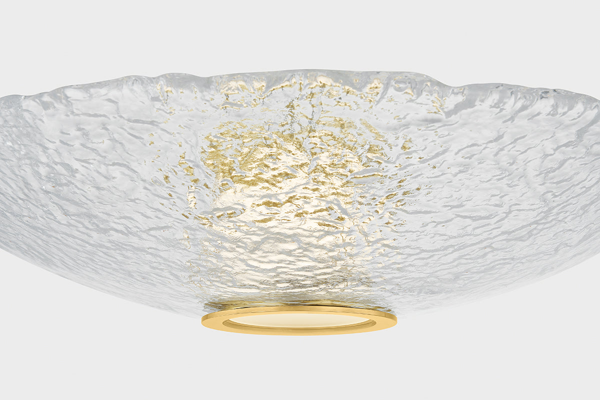 Hudson Valley New Haven Flush Mount in Aged Brass, room setting 3