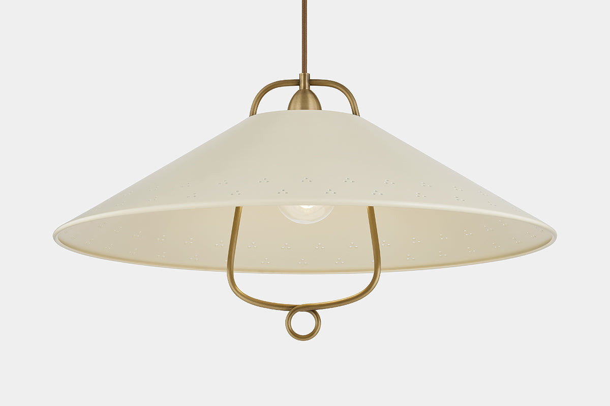 Hudson Valley Pawley Pendant in Historic Bronze / Soft Sand, room setting 2