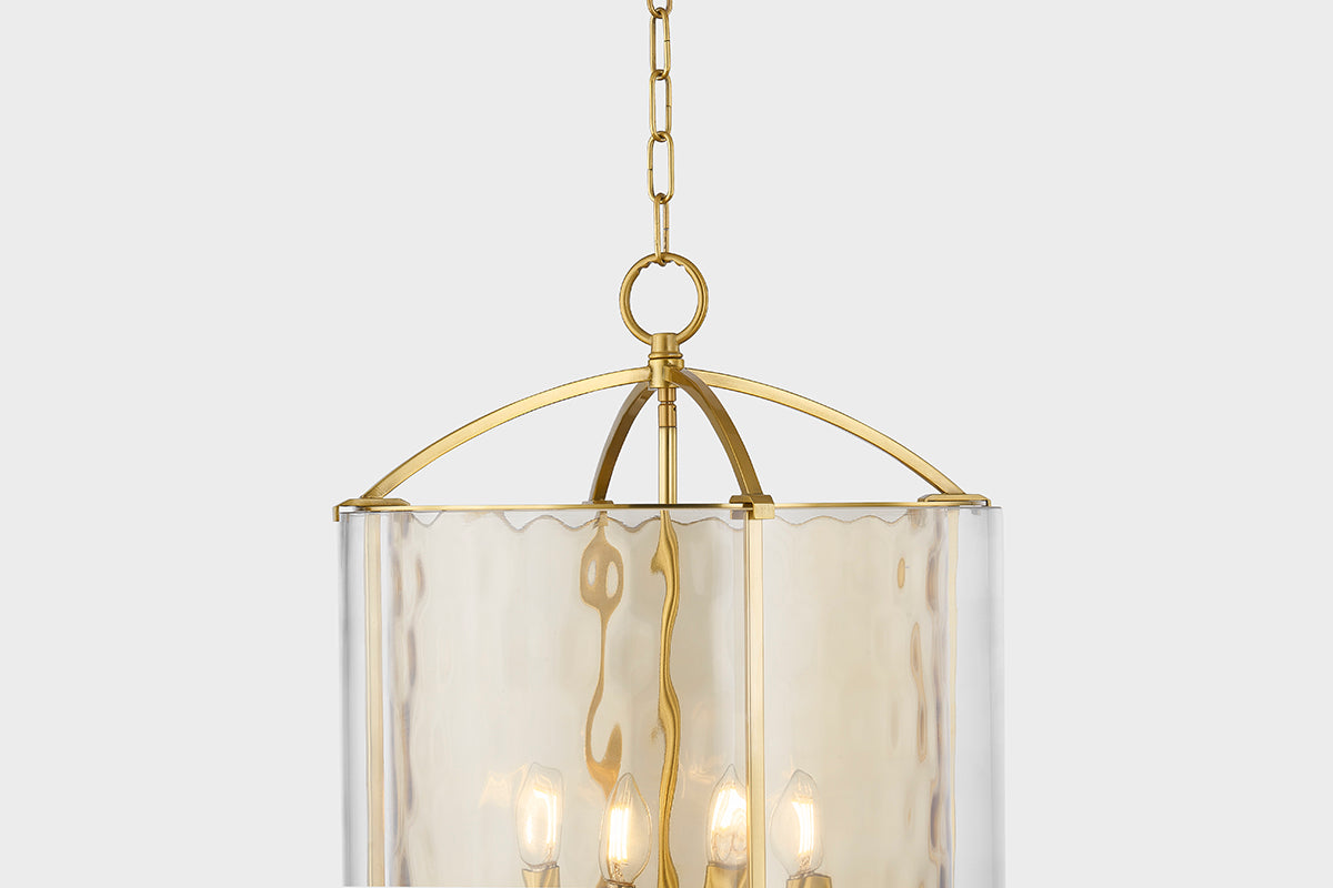 Hudson Valley Ramsey 4-Light Lantern in Aged Brass, room setting 2